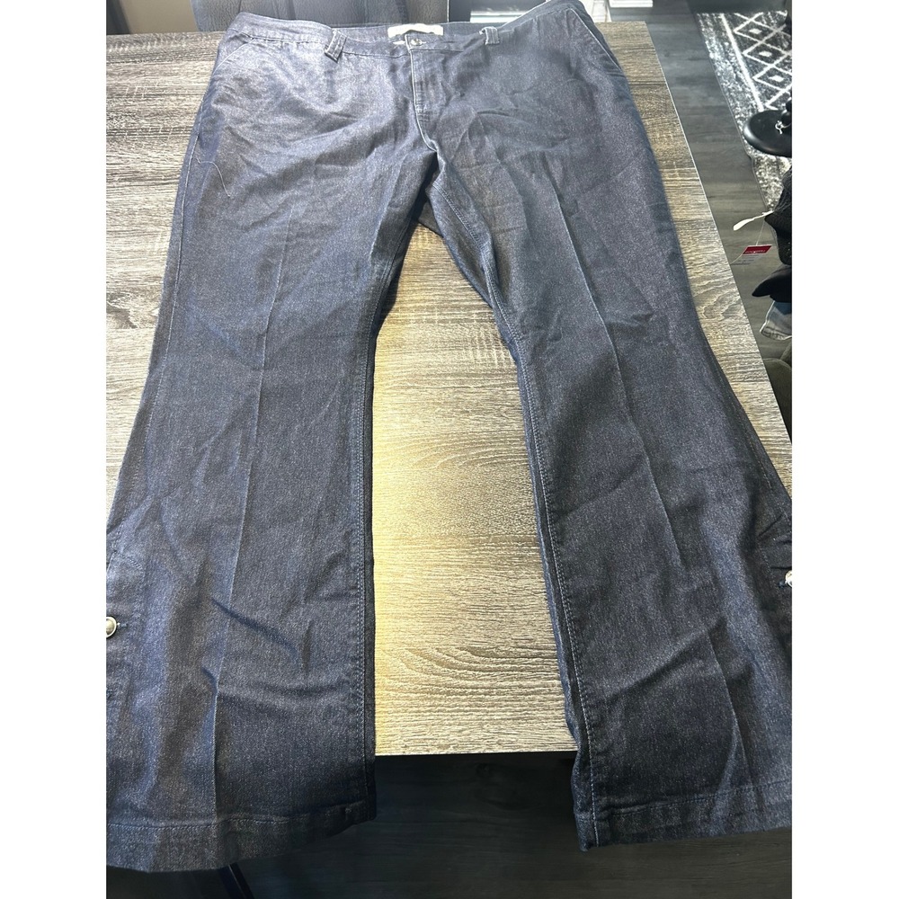 Anthology Bootcut Jeans Womens Size 24R Button Accent Dark Wash Denim